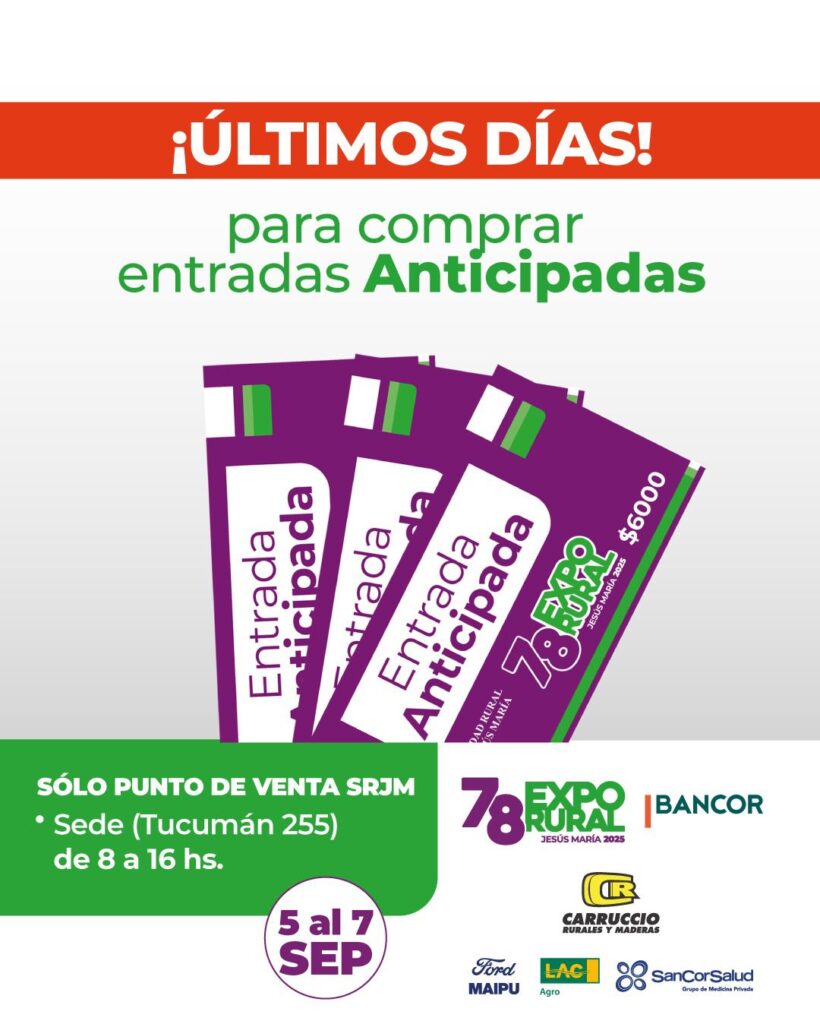 Hasta este jueves 3 podes comprar las entradas para la Expo Rural