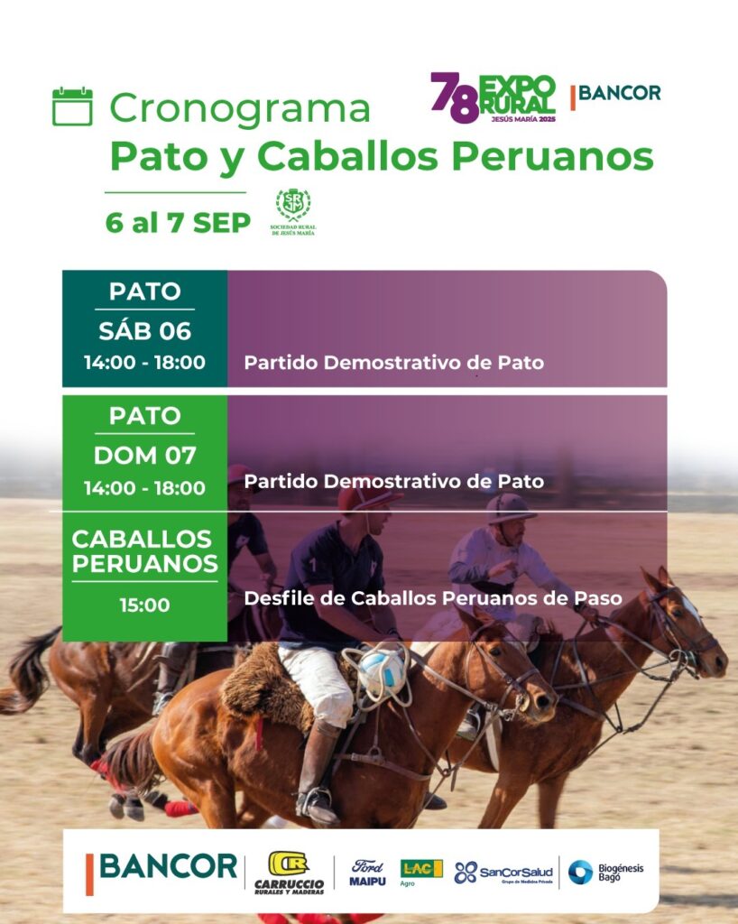 ¡AGENDA! SÁBADO Y DOMINGO DE PATO Y PERUANOS