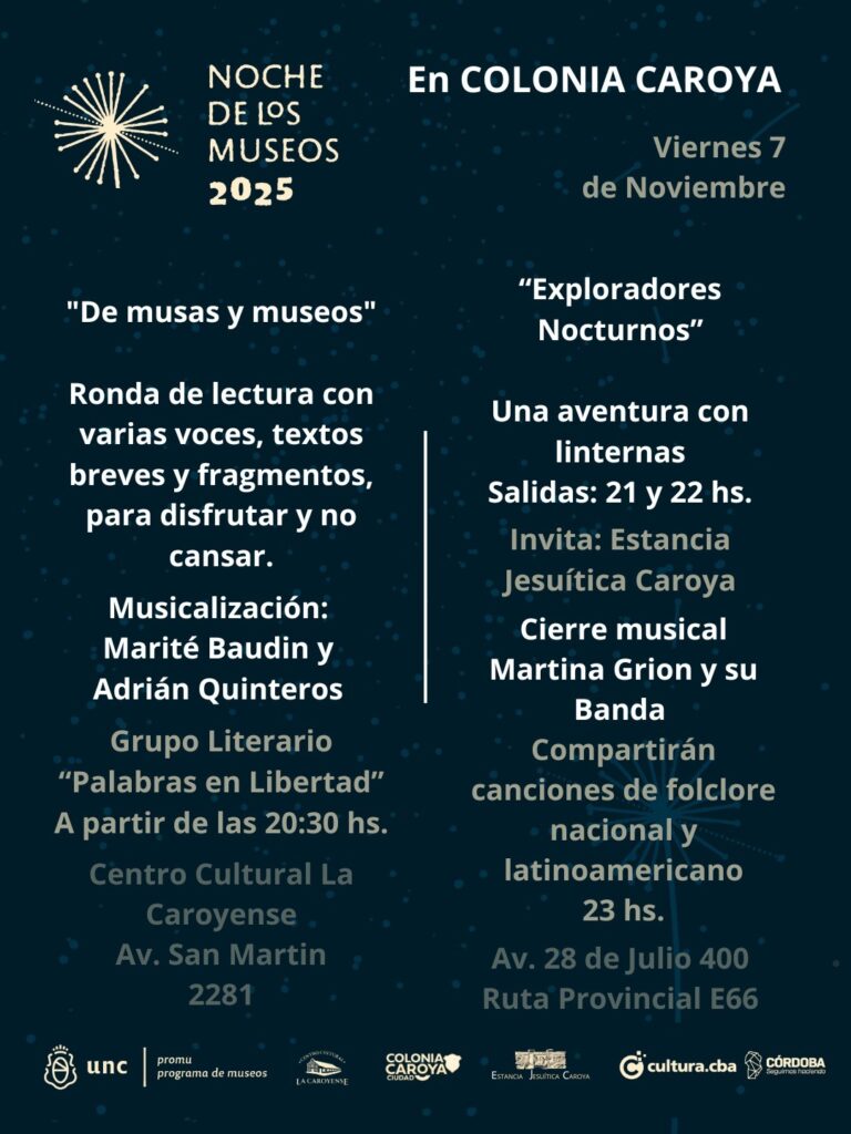 Llega la Noche de los Museos a Colonia Caroya