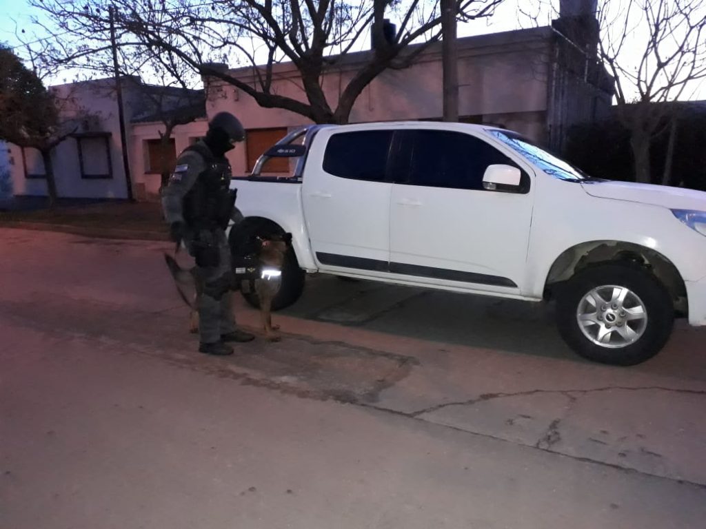Perros hallaron drogas en la gaveta de una camioneta.