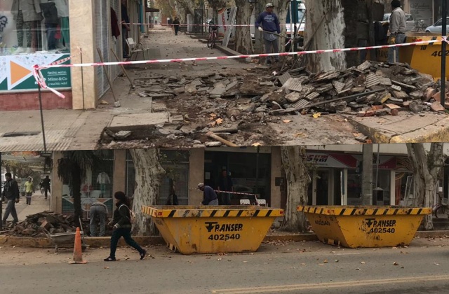 Comenzaron a renovar las veredas en Colonia Caroya.